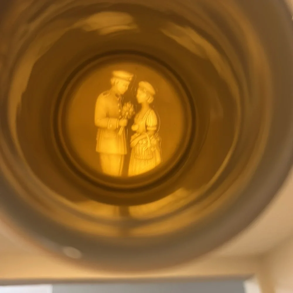 German cannon lidded beer stein with illuminated Lithopane figures in bottom